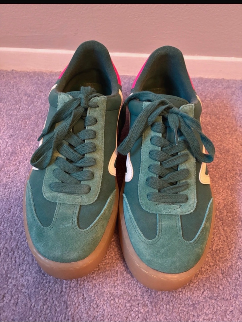 Steve Madden Green Suede Lace-Up Sneakers